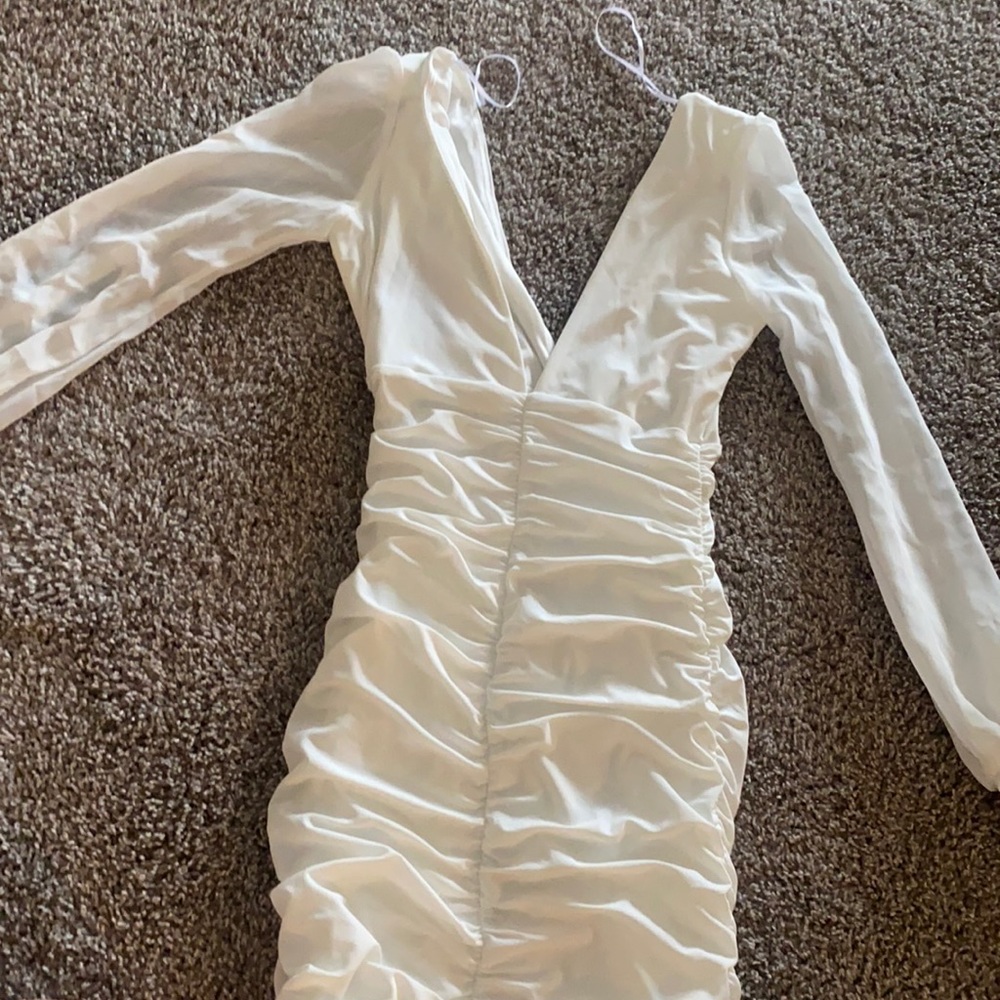 NWT White Deep V Dress